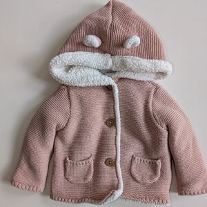 Carter's Pink Knit Baby Hoodie with Ears